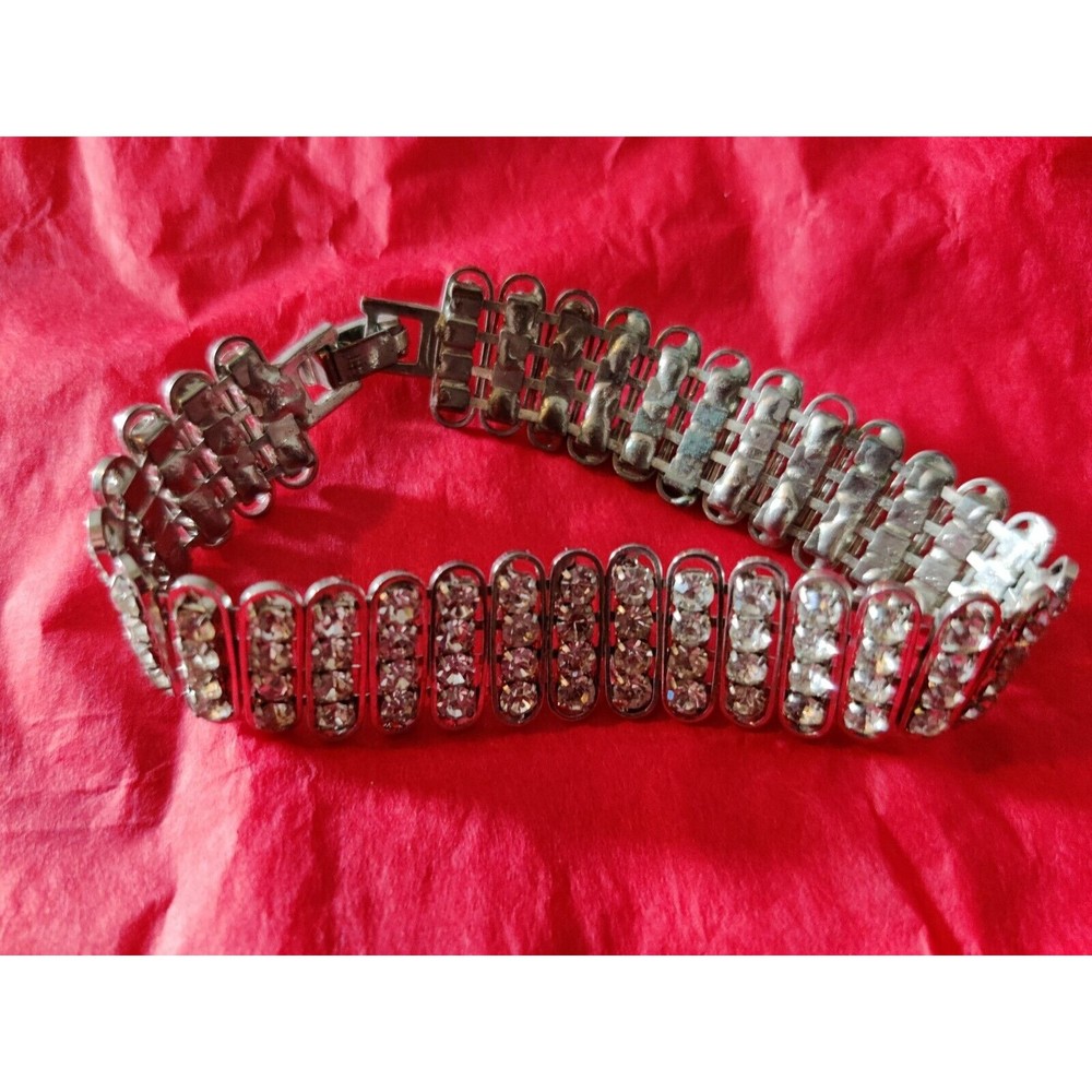 Vintage Glamour Sparkly Silver & Rhinestone Party Or Wedding Bracelet